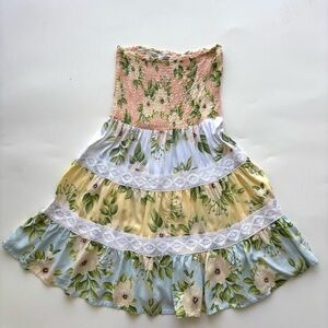 Kiwi + Punch Miami large smocked floral tiered sundress dress multicolor prairie